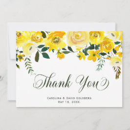 Tarjeta De Agradecimiento Elegante floral de rosa amarillo con manga blanca