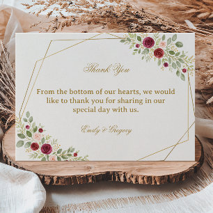 Tarjeta De Agradecimiento Elegante Floral Dorado