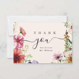 Tarjeta De Agradecimiento Elegante Floral Flora Silvestre Bridal Shower