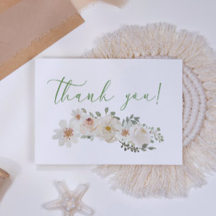 Tarjeta De Agradecimiento Elegante floral floral blanca romántica