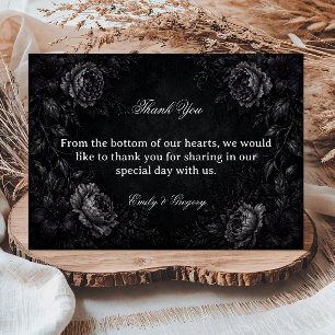 Tarjeta De Agradecimiento Elegante Floral Gótico Oscuro