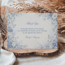 Tarjeta De Agradecimiento Elegante Floral Invernal Azul Gracia