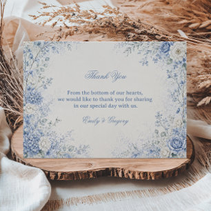 Tarjeta De Agradecimiento Elegante Floral Invernal Azul Gracia