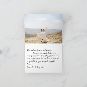 Tarjeta De Agradecimiento Elegante Floral Lila con Foto de Boda 
