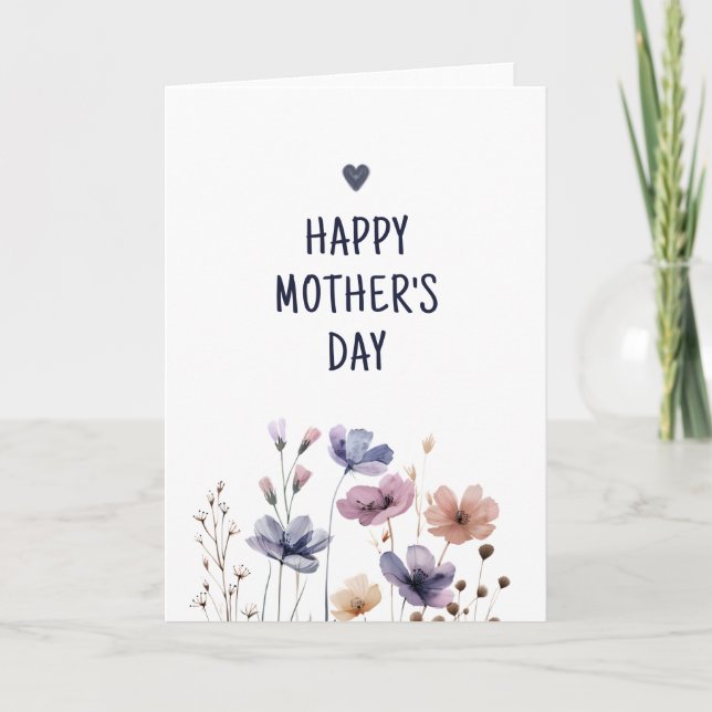 Tarjeta De Agradecimiento Elegante floral Mamá Feliz Día de la Madre (Anverso)