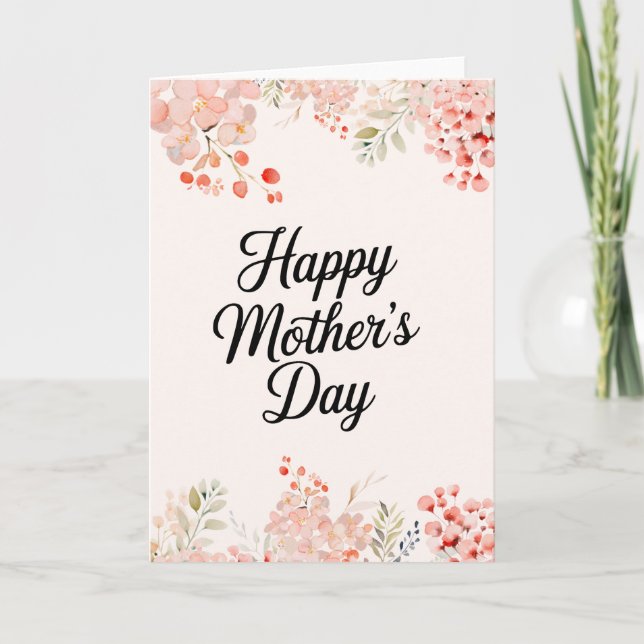 Tarjeta De Agradecimiento Elegante floral Mamá Feliz Día de la Madre (Anverso)