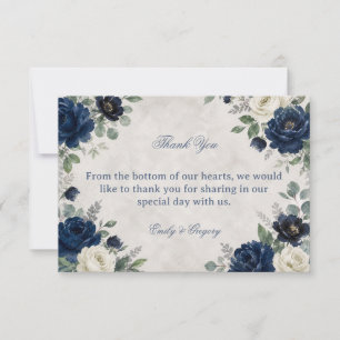 Tarjeta De Agradecimiento Elegante Floral Marina