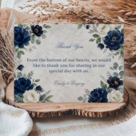 Tarjeta De Agradecimiento Elegante Floral Marina