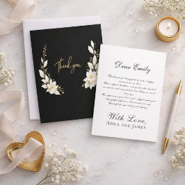 Tarjeta De Agradecimiento Elegante floral minimalista con acentos dorados