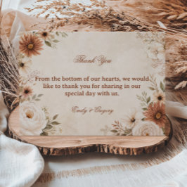 Tarjeta De Agradecimiento Elegante Floral Neutro