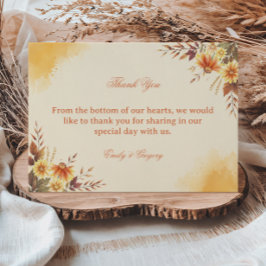 Tarjeta De Agradecimiento Elegante Floral Otoño Cálido