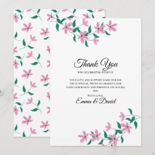 Tarjeta De Agradecimiento Elegante Floral Rosa