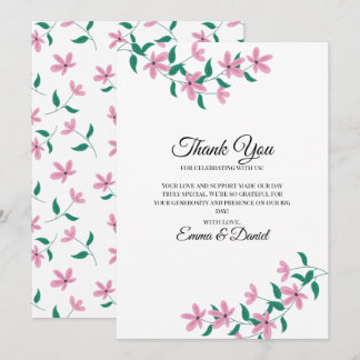 Tarjeta De Agradecimiento Elegante Floral Rosa
