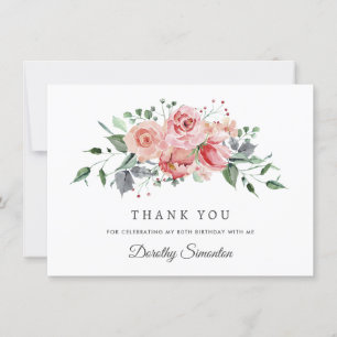 Tarjeta De Agradecimiento Elegante floral rosa rosa 8000