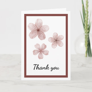 Tarjeta De Agradecimiento Elegante Floral Rosa Sonrosado Minimalista Suave B