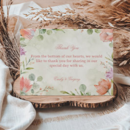 Tarjeta De Agradecimiento Elegante Floral Rosado