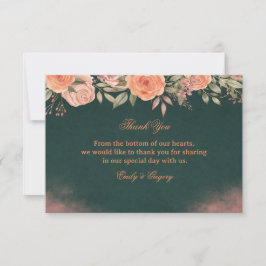 Tarjeta De Agradecimiento Elegante Floral Verde Oscuro