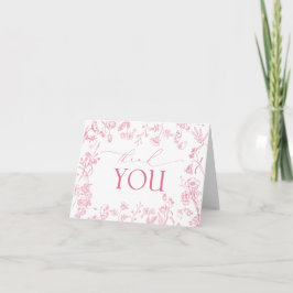 Tarjeta De Agradecimiento Elegante Floral Victoriana Rosa Gracias