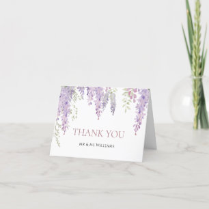 Tarjeta De Agradecimiento Elegante Flores De Wisteria Púrpura Gracias Tarjet