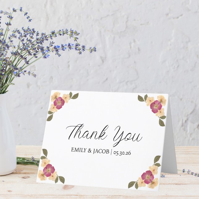 Tarjeta De Agradecimiento Elegante Flores Silvestres Boho Boho Garden Weddin (Subido por el creador)