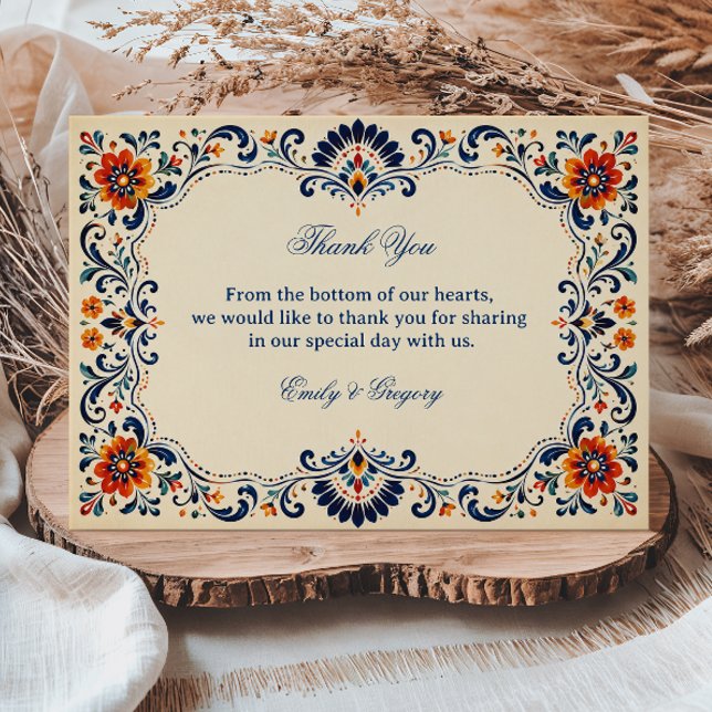 Tarjeta De Agradecimiento Elegante Folk Botánico Mexicano (Subido por el creador)