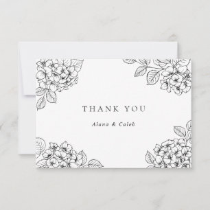 Tarjeta De Agradecimiento Elegante follaje de hortensias florales, agradecim