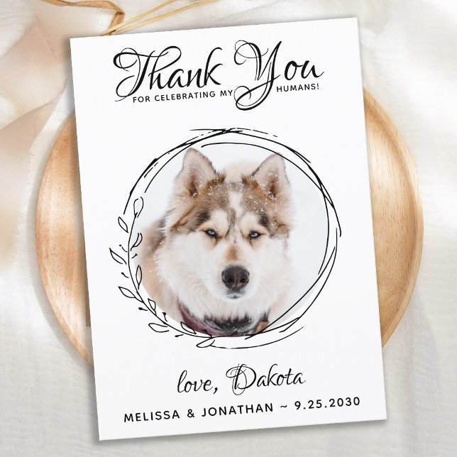 Tarjeta De Agradecimiento Elegante follaje deja Mascota foto Boda de perro g (Subido por el creador)