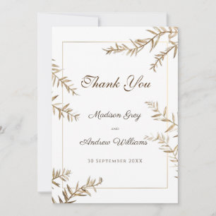 Tarjeta De Agradecimiento Elegante Follaje Marrón Otoño