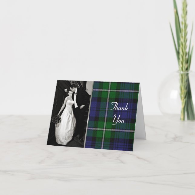 Tarjeta De Agradecimiento Elegante Forbes Plaid Photo Card (Anverso)