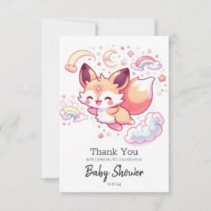 Tarjeta De Agradecimiento Elegante Forest Fox Baby Shower