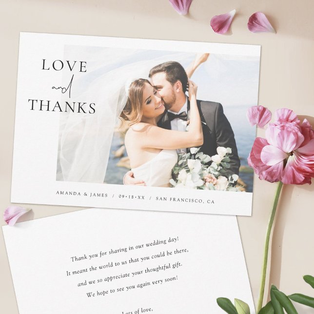 Tarjeta De Agradecimiento Elegante foto amor y gracias boda personalizada (Subido por el creador)