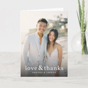 Tarjeta De Agradecimiento Elegante Foto Beige Alegre