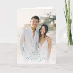 Tarjeta De Agradecimiento Elegante Foto Beige Alegre
