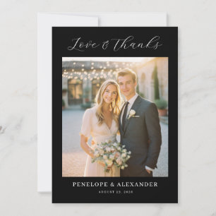 Tarjeta De Agradecimiento Elegante Foto Beige Romántica