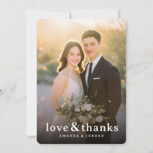 Tarjeta De Agradecimiento Elegante Foto Beige Romántica