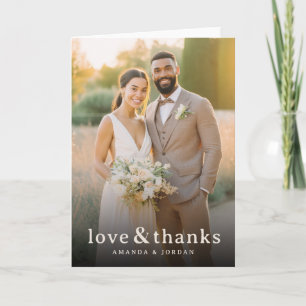 Tarjeta De Agradecimiento Elegante Foto Beige Romántica