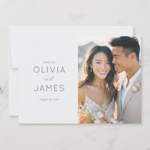 Tarjeta De Agradecimiento Elegante Foto Beige Romántica