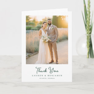 Tarjeta De Agradecimiento Elegante Foto Beige Romántica