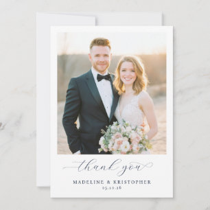 Tarjeta De Agradecimiento Elegante Foto Beige Romántica