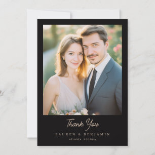 Tarjeta De Agradecimiento Elegante Foto Beige Romántica