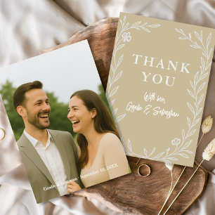 Tarjeta De Agradecimiento Elegante foto Boda botánico romántico