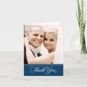 Tarjeta De Agradecimiento Elegante foto Boda de la Marina Azul en vieira