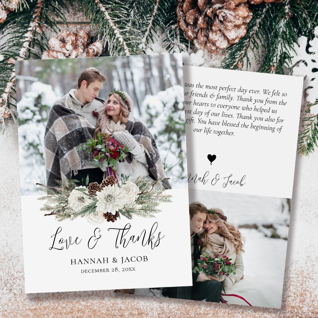 Tarjeta De Agradecimiento Elegante foto Boda de piña de invierno (Subido por el creador)