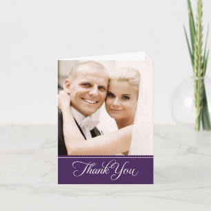Tarjeta De Agradecimiento Elegante foto Boda de vieiras púrpura