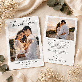 Tarjeta De Agradecimiento Elegante FOTO BODA Minimalista
