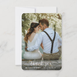 Tarjeta De Agradecimiento Elegante Foto Boda Moderna Sencilla
