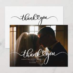 Tarjeta De Agradecimiento Elegante foto Boda moderno Gracias
