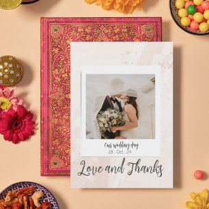 Tarjeta De Agradecimiento Elegante foto Boda personalizada