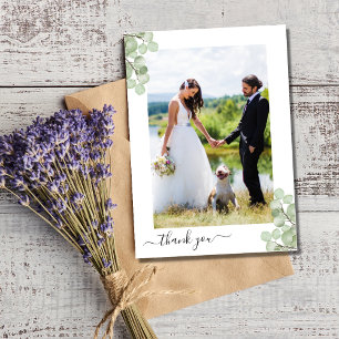 Tarjeta De Agradecimiento Elegante foto botánica de boda con eucalipto