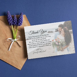 Tarjeta De Agradecimiento elegante foto clásica del día de boda